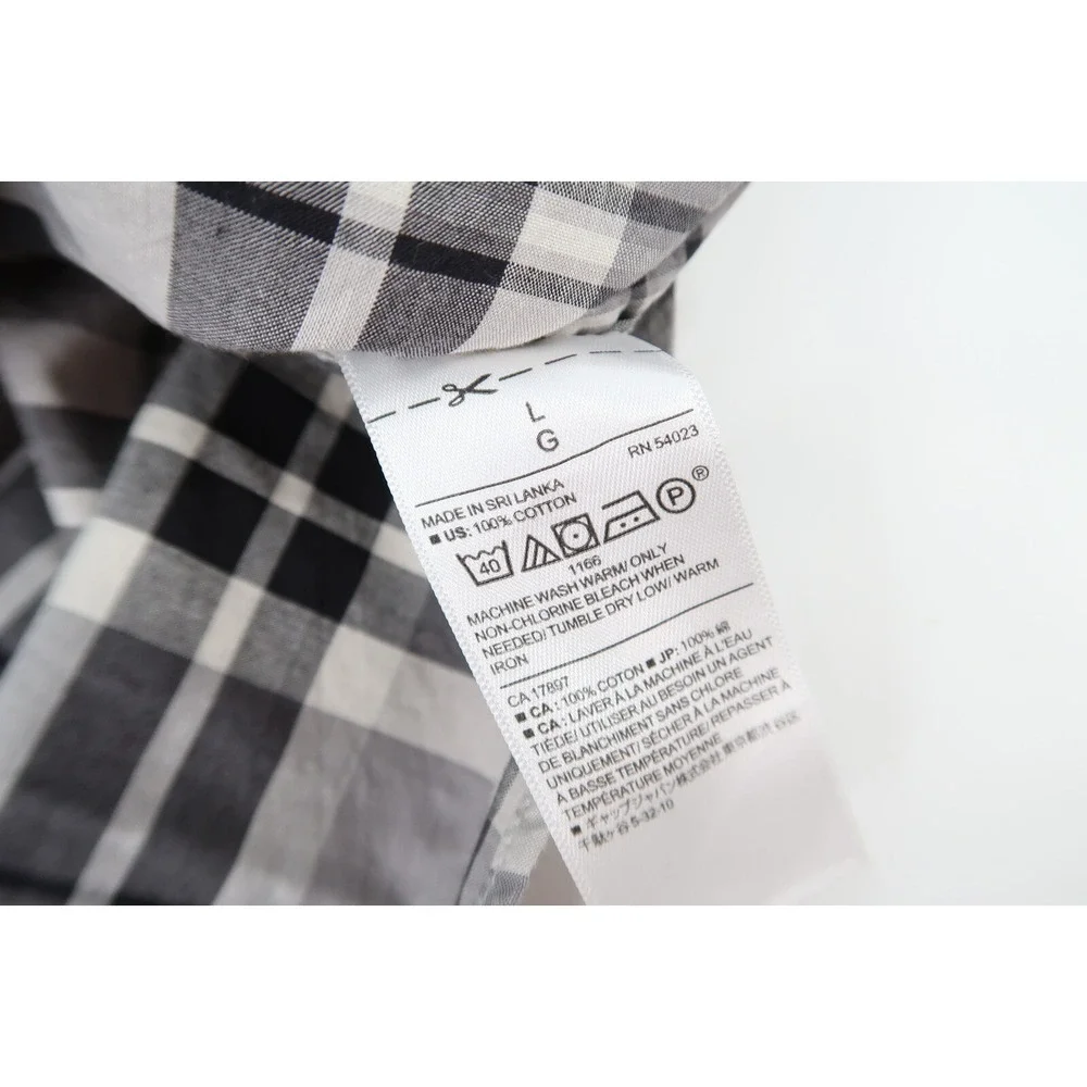 Banana Republic Button Down Shirt Mens‎ Large Gray Plaid Slim Untucked Fit New
